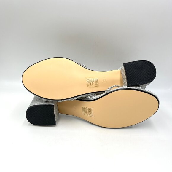 Touch Ups Womens 12M Zoey Silver Sparkly Low Block Heels Dress Sandals Shoes - Picture 9 of 14